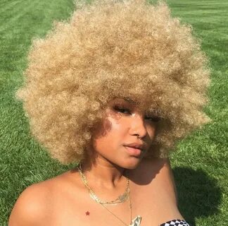 golddessx Afro hairstyles, Blonde afro, Brazilian curly hair