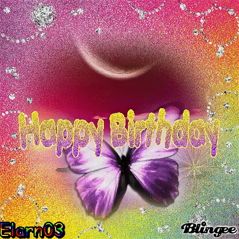 Imagem de Happy Birthday - Glitter And Butterfly - Elarn03 #