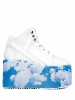 Qozmo Hi-Cloud Sneakers Hipster shoes, White high heel shoes