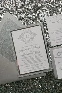 ABIGAIL Suite Fancy Glitter Package, silver wedding invitati