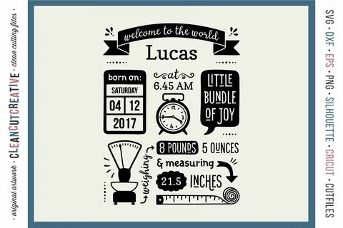 Baby Birth Stats SVG Birth Announcement Template SVG craft (