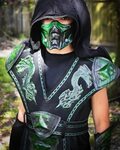 Reptile Mortal Kombat costume & hand painted mask kid boy co