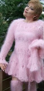 Lady Mohair - Pink hand knitted sweater dress