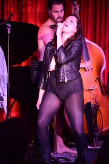 Busty brunette Rachel Bloom performing topless in Los Angele
