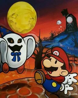 Paper Mario fan art painting I did last year for Halloween. 