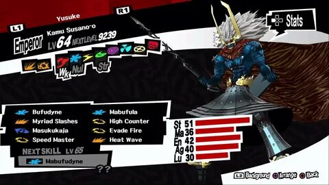 Persona 5 / Persona 5 Royal - Kamu Susano-o Persona Stats an