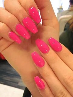 Pink coffin nails Neon pink nails, Pink nail designs, Bright