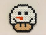Perler bead mushroom Snowman - by Bjrnbr Perler bead art, Pe