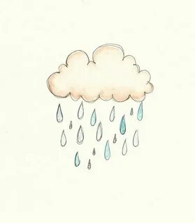 Peachy Little Rain Cloud Watercolour by FeatherAndSixpence o