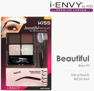 I Envy by Kiss Brow Kit Dark Brown With 4 Eyebrow Stencils f