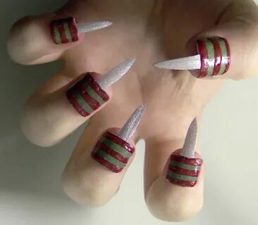 Nightmare On Elm Street Halloween nail designs, Crazy nail a