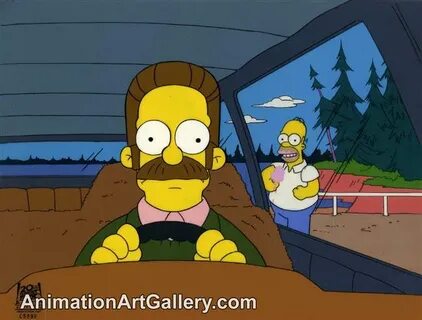 Production Cel of Homer Simpson and Ned Flanders from Homer 