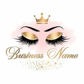 DIGITAL Custom logo design , gold pink lashes logo, crown la