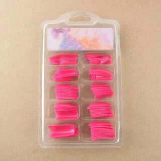Neon Pink Tip Nails - The nails are light pink and then chan