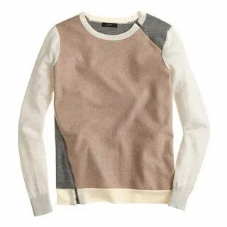 Merino wool asymmetrical zip sweater in colorblock Sweaters,