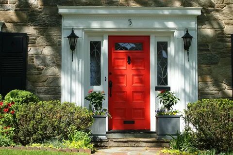 The Red Doors of Maplewood Orange front doors, Painted front