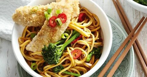 Sesame chicken with noodles
