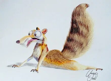 Scrat from the movie Ice age - Colored pencils. by f-a-d-i-l