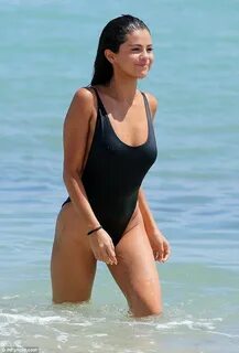 Pin on Selena Gomez - One-piece Bathing Suit at the Beach