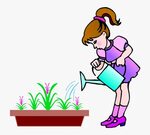 Plants Clipart Child - Water The Flowers Png, Transparent Pn