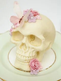 Stunning Foral rose and butterfly CHOCOLATE SKULL wedding ca