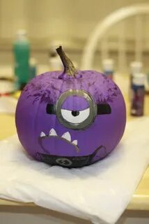 Evil Minion painted pumpkin! Halloween fun, Bday party kids,