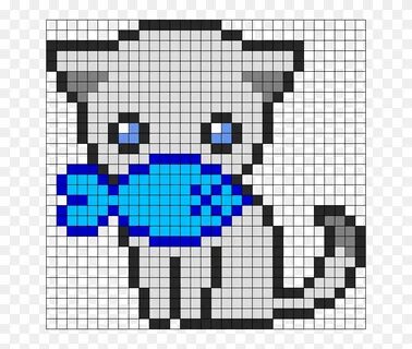 Pixel Art Cat With Fish, HD Png Download - 652x631 (#5518998