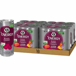 V8 + Energy Juice Drink- Black Cherry - 8 Ounce Can (4 Packs