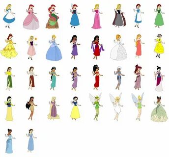 All the outfits of the Disney princesses and ladies Disney p