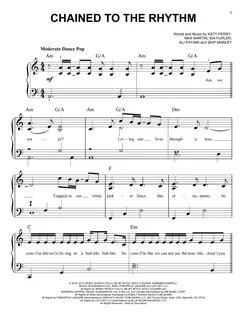 Katy Perry Chained To The Rhythm Sheet Music Notes, Chords D