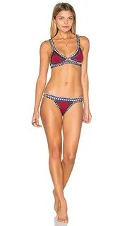 Kiini Soley Triangle Bikini Top In Red & Multi ModeSens