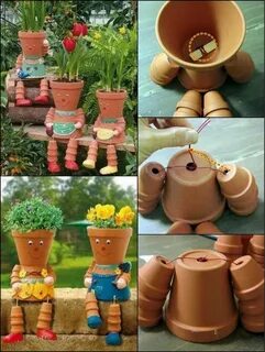 How To Make Clay Pot Flower People http://theownerbuildernet
