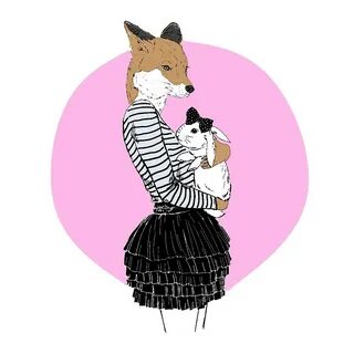 "Foxy Lady with Bunny" by Kara Davison Redbubble