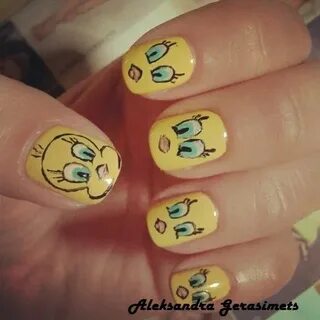 tweety nails Bird nail art, Animal nail designs, Nail art de