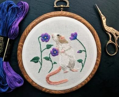Hand embroidered rat portrait #handembroidery #embroidery #n