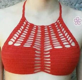 Top vermelho Crochet bikini pattern, Crochet bikini top, Cro