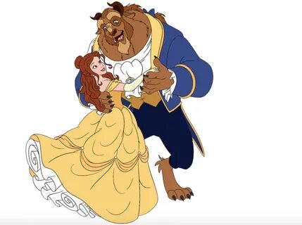 Belle and the Beast dancing in a romantic waltz