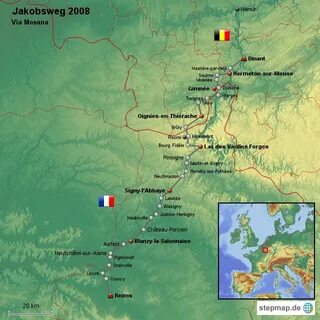 StepMap - Jakobsweg 2008 - Landkarte für Belgien