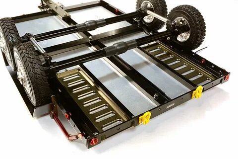 Machined Alloy Flatbed Dual Axle Car Trailer Kit for 1/