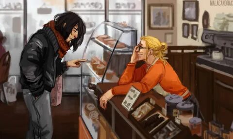 Erasermic cafe AU by Malacandrax on @DeviantArt My hero acad