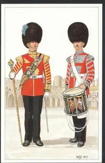 British; Irish Guards, Drum-major & Side Drummer, 1987 Briti