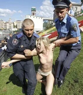 Foreign man who is in the demonstration in the bare breast i