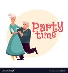 Old man and woman dancing cartoon invitation Vector Image