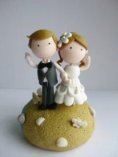 Wedding Clay Cake Topper - Beach Theme (Not Edible) Cake top