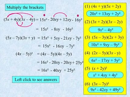 1 Multiplication of Brackets - FOIL Saturday, 05 March 2016 