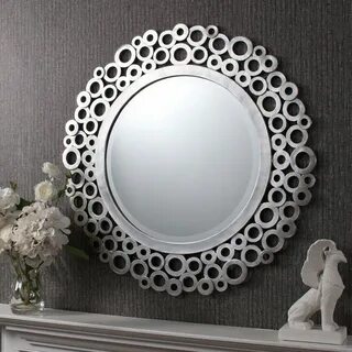 Evie Round Silver Mirror Modern Stylish Round Wall Hanging M