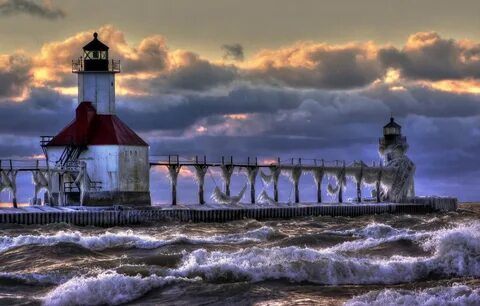 Обои lighthouse, lake michigan, St. Joseph картинки на рабоч