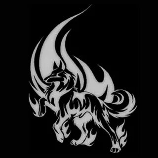Unicorn flame tattoo design over black background - Tattoos 