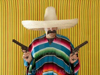 Bandit Mexican revolver mustache gunman sombrero - License, 