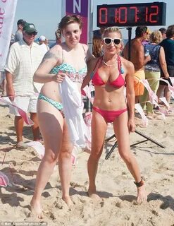Lena Dunham showcases her curves in printed bikini... before